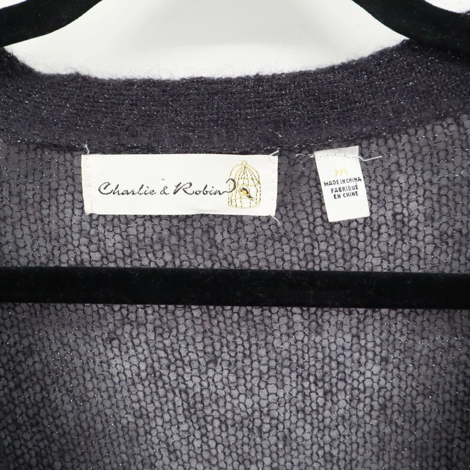 Charlie & Robin Mohair 羊毛开衫女式 M 灰色波西米亚学院风垃圾独立摇滚 — 第 2/4 张图片