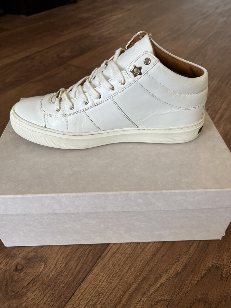 JIMMY CHOO ADEFLATSZRBLACKWHITE 関税送料込 Jimmy Choo Bells CLF White Sneakers US Size 8 | eBay