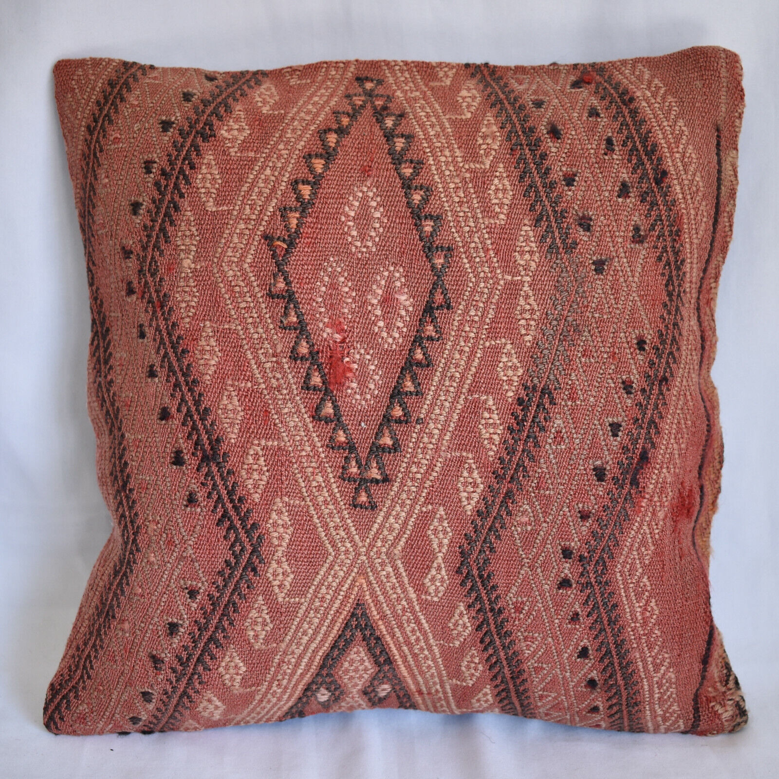 Turkish Kilim Rug Throw Pillow Cover Cushion Cover 16''x16'' Nomad Vintage Kelim