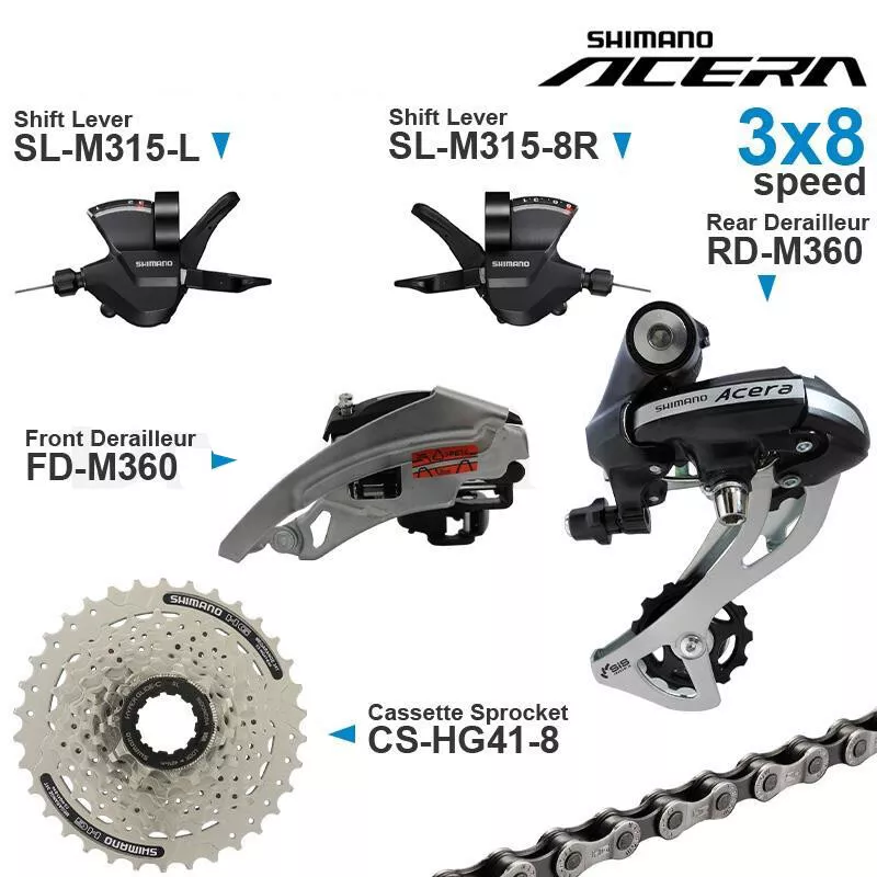 SHIMANO ALTUS ACERA 3x8Speed Groupset M315 Shifter M310 M360 Derailleur Cassette SHIMANO ALTUS ACERA 3x8Speed Groupset M315 Shifter M310 M360 Derailleur Cassette