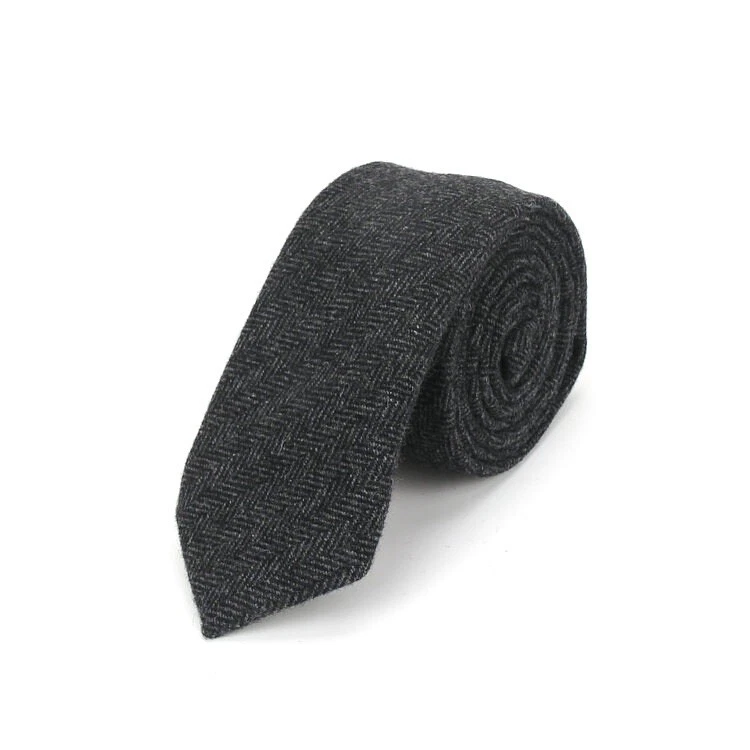 Men Herringbone Wool Blend Tweed Tie Wedding Groom Party Formal Occasion Necktie - Image 3 of 4