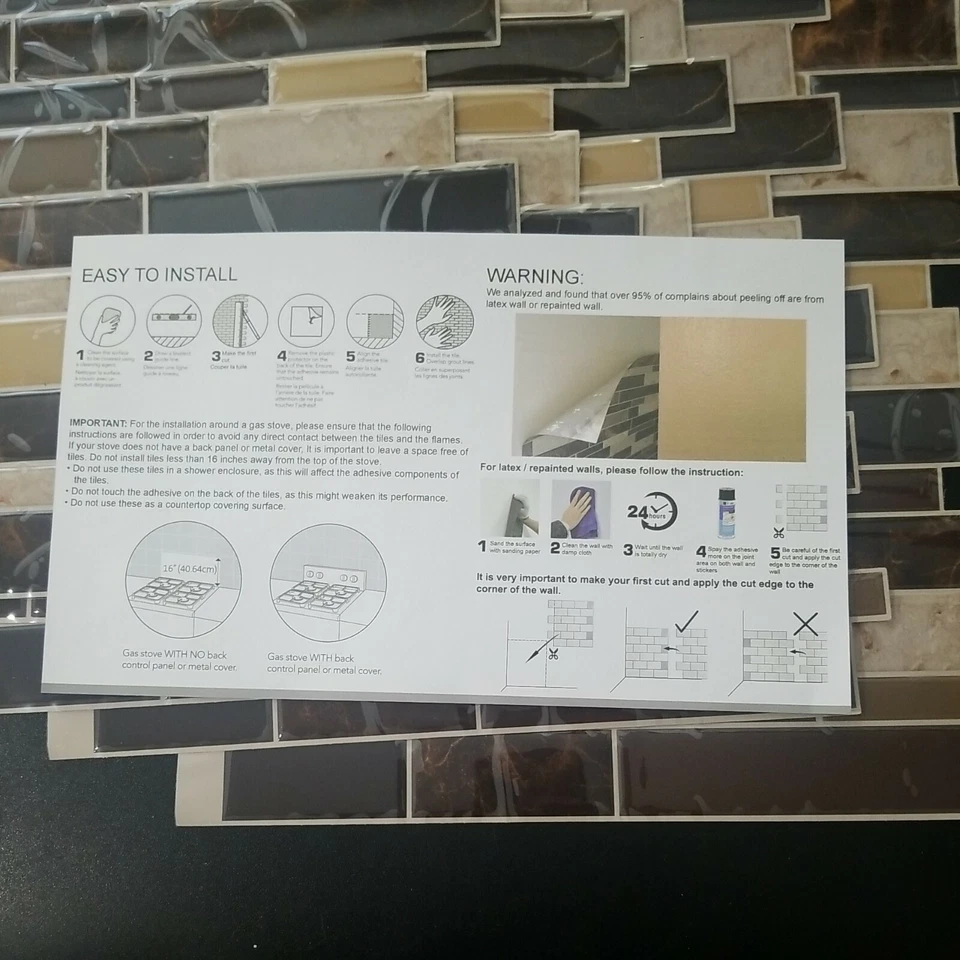 5 x new Peel and Stick Brick Kitchen Wall Tile size 11.8 " x 11.8 "  - Image 4 of 4