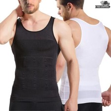 Men's Slimming Body Shaper Waist Trainer Vest Gym Tops Belly Compression Shirt