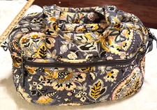 Vera Bradley Gray Charmont Meadow Quilted Weekender Tote Travel Bag Carry-on