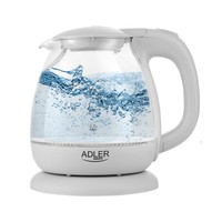 Elektrischer Wasserkocher Edelstahl Glaskessel Led 1,0 Liter Adler 1100W