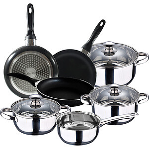 Bateria 7 Piezas S.ignacio - Set 3 Sartenes 16/20/24 Cms Negro, Aluminio Prensad