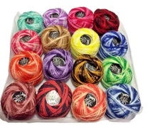 16 Pack Cotton Pearl Crochet Embroidery Thread Variegated Colors