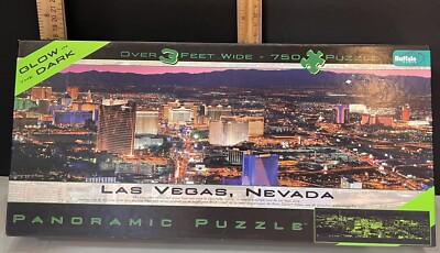 Buffalo Games  Las Vegas, Nevada  750 Pc Panoramic Puzzle 3 FT Wide Glow in Dark