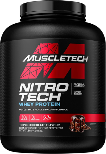 Whey Protein Powder Nitro-Tech Muscle Building Formula (Milk Chocolate, 4 Pound)