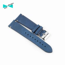 Vintage Blue Genuine Leather Watch Band for Omega Panerai 18 19 20 21 22mm