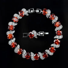 Fashion Ladies Jewelry White Gold Plated Red Austrian Crystal Women Bracelet