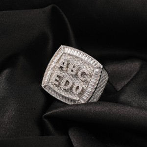 Authentic Hip Hop DIY Custom Letter Ring 18K Real Gold Plated Jewelry Mens Jewelry