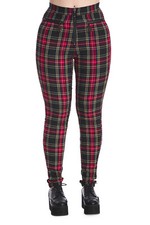 Red Tartan Check Plaid Skinny Punk Rockabilly Power Trousers BANNED Apparel