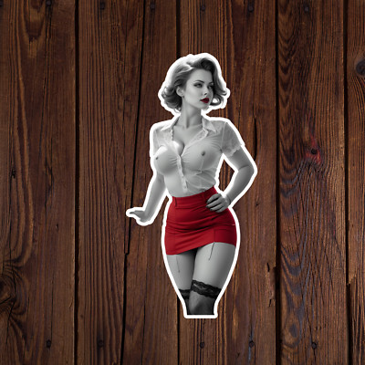 Pinup girl sticker vinyl decal woman blonde hair sexy bombshell seductive