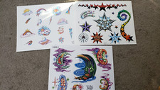 LOT 3 Tattoo Flash Wall Art Sheets Official Bobs JDS Moon Stars Celestial Color