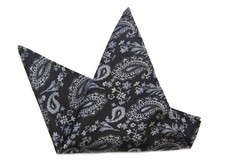 NEW Gascoigne Pocket Square Silk Gray Paisley Men's