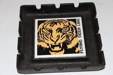 FLYING TIGER LINE CARGO AIRFREIGHT COMPANY ASHTRAY BLACK METAL SQUARE