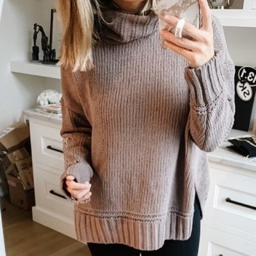 AERIE Beige Sunset Oversized Turtleneck 