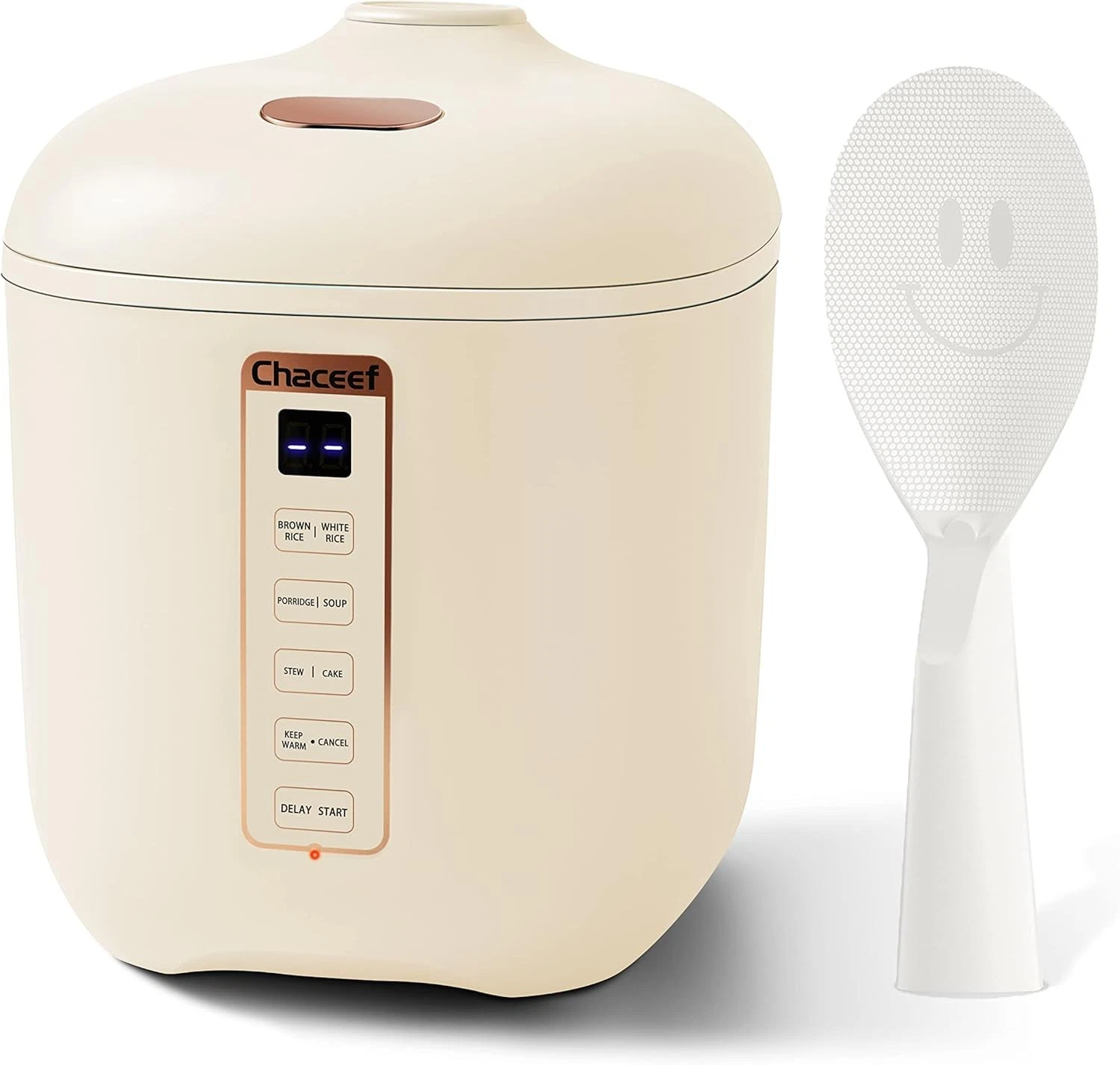 CHACEEF Mini Rice Cooker 2 Cups 1.2L, Small Portable Nonstick Rice Maker with