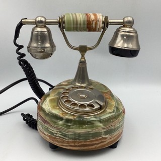 VTG Onix Telmar Italian Onyx Rotary Telephone Gold Plated TE#8637