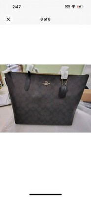 Coach F29208 Zip Top Tote Shoulder Handbag for Women - Brown for