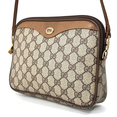 Gucci GG Supreme PVC Leather Shoulder Bag  Beige Brown 116.02.068