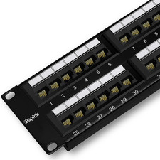Patch Panel 48 Port Cat6 10G Support, Network Patch Panel UTP 19-Inch, Wallmount