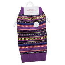 Holiday Lane Pet Sweater Medium Purple Fair Isle Knit Dog Sweater