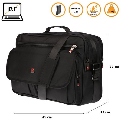 XXL 17,3 Zoll Laptoptasche Herren Umhängetasche Arbeitstasche Bag Büro UNI
