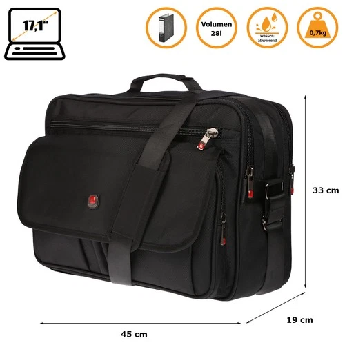 XXL 17.3-inch laptop bag men's shoulder bag work bag office plain