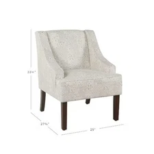 Classic Swoop Accent Armchair Cream/Gray Vintage Stencil - HomePop