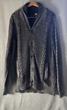Rock  Republic Men's XL Gray Cotton Cable-Knit Cardigan Sweater Button Up
