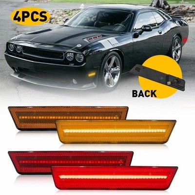 Front Rear Amber Red Side Marker LED Light Set For 2008-2014 Dodge Challenger 4x