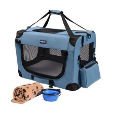 Petprsco Portable Collapsible Dog Crate, Travel Dog Crate 24x17x17 with Soft ...