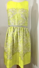 NEW Ann Taylor LOFT Neon Green Paisley Summer Dress Size 4 Zip NWT $98