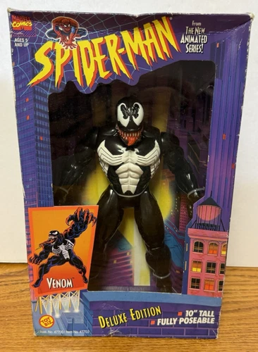 ToyBiz Spider-Man Deluxe Edition Venom 10" Figure 1996 Vintage Marvel rough box