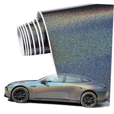 Rainbow Metallic Gray Car Vinyl Wrap, Holographic Color Change 59.84" x 118.11"
