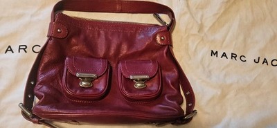 Marc Jacobs Italy Burgundy Maroon Merlot Leather bag Suede lined