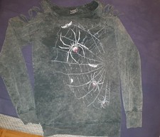 🕸 Pullover 🕸 EMP Alchemy Cut out Gothic Damen Größe M🕷 Spinne 🕷Schwarz Grau