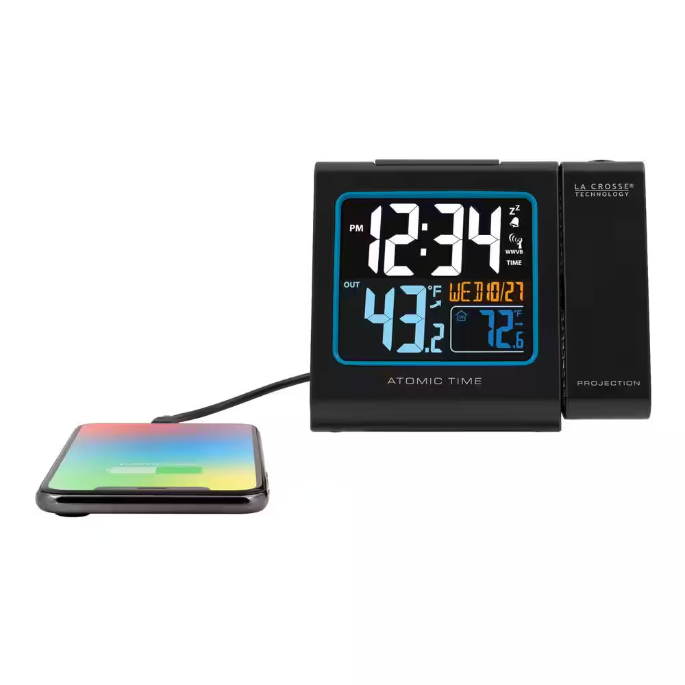 5 In. Color Projection Atomic Digital Alarm Clock with Outdo