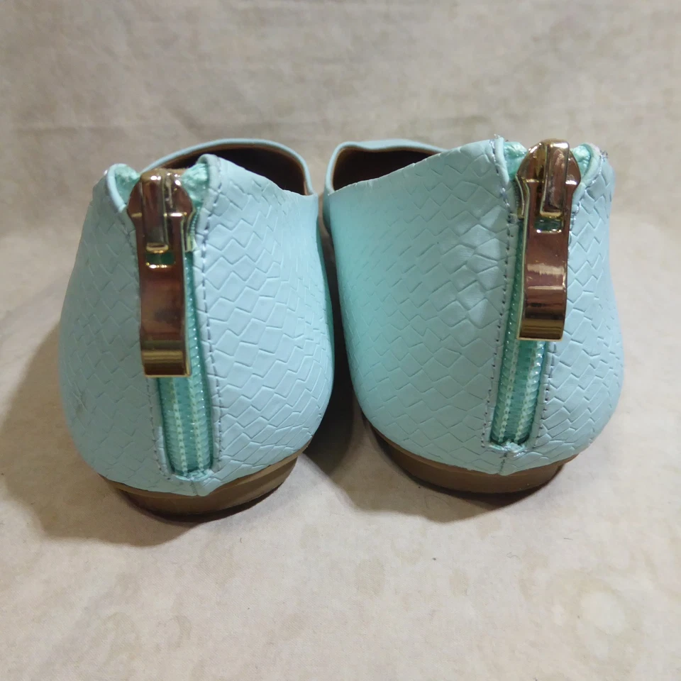 🩰 Call It Spring Ballet Flats 10 M Baby Blue Reptile Leatherette; Zipper Heels - Image 3 of 4