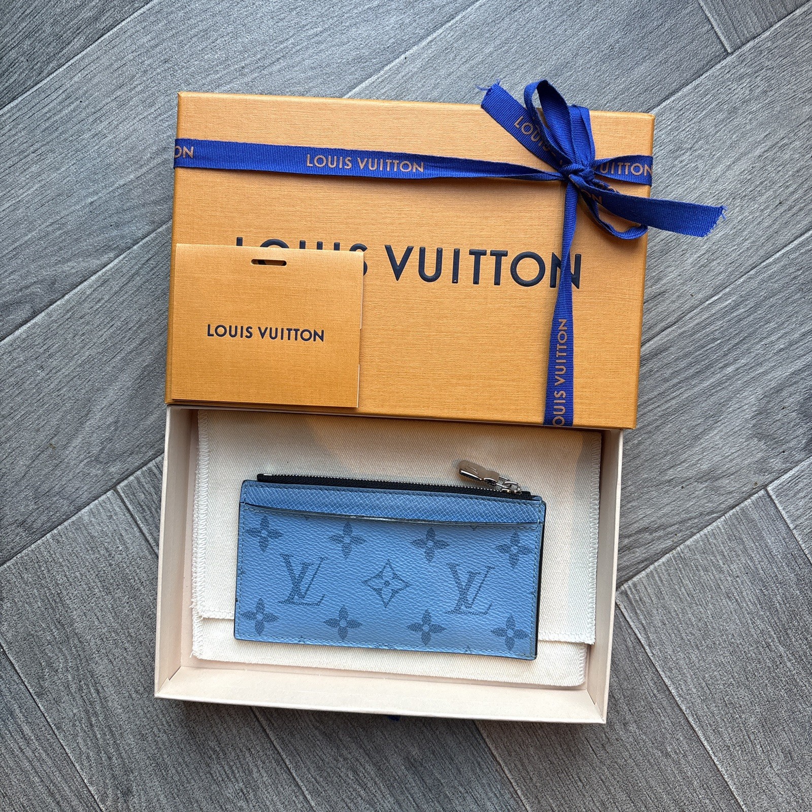 LOUIS VUITTON Taigarama Wallet Coin Card Holder "Denim Blue" Monogram (2021)