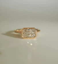 2CT Radiant Cut Bezel Set Lab Grown Diamond Engagement Ring 14K Gold IGI