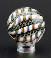 Bryan Trillas Glass Marble/Filigree Cane/Rainbow Black White/UV Reactive/1.35 in