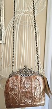New Patricia NASH small 7" Gilded Tan Leather Crossbody W/Metal Trim W/Tags
