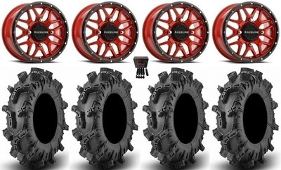 Raceline Krank 14''Wheels Red 30''Terminator Max Tires Kawasaki Mule Pro FXT  KRX