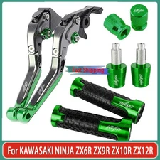 Handle Grips Cap Brake Clutch Levers Set For KAWASAKI NINJA ZX6R ZX9R ZX10R 12R 
