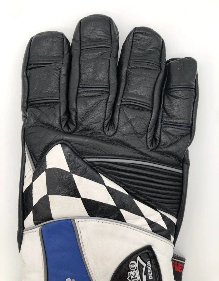 De Colección Choko Pro Racing Cuero Moto de Nieve Guantes Aislados Azul Negro Blanco Para Hombres M Foto 4 de 4