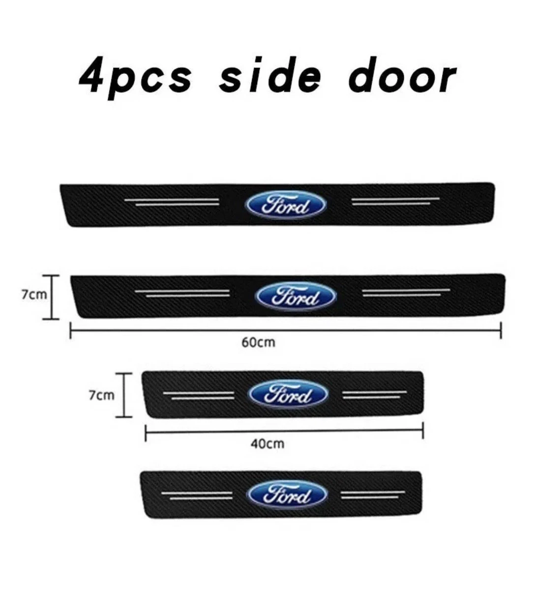 4Pcs Car Door Sill Protector For Ford Focus EcoBoost Mondeo Kuga Pickup F150 Ranger Mpv Carbon Fiber Kick Plate Guard Automobile Threshold Decor Sticker Pedal Accessories St Line 63493 - View #5