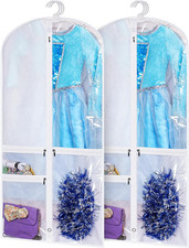 Costume Dance Garment Bag with 3 Clear Zipper Pockets for Suits Dress Cover, Tra